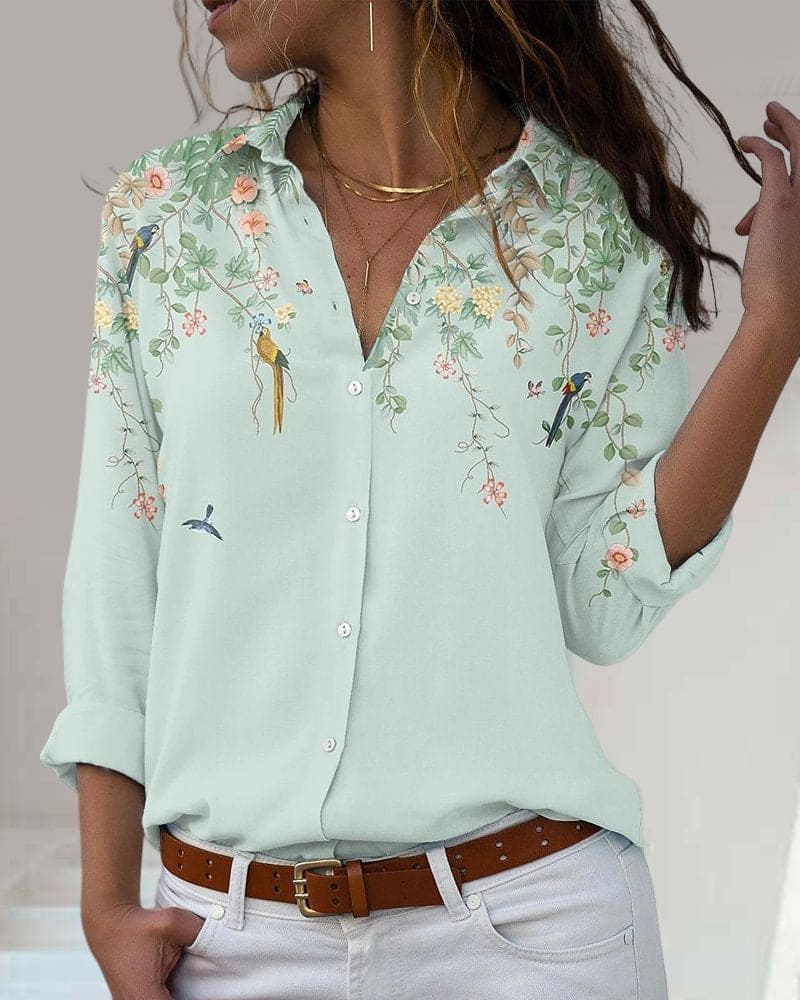 Isabeau - Blouse met Lange Mouwen en Bloemenprint