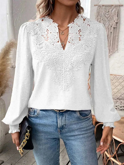 Rosa - Luxe Kanten Blouse met V-hals