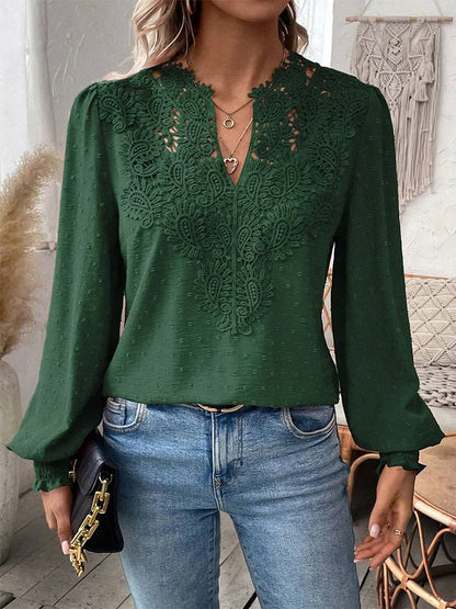 Rosa - Luxe Kanten Blouse met V-hals